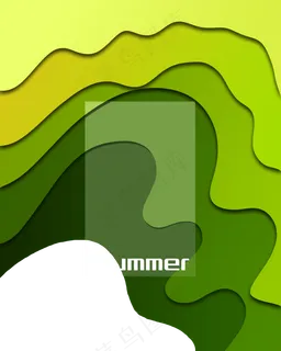 绿色立体剪纸装饰边框夏日