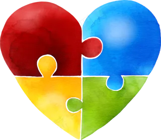 手绘卡通爱心拼图png矢量素材