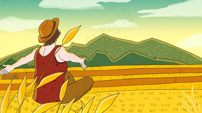 芒种秋季女孩背景图