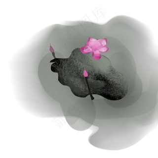 缥缈水墨荷图片素