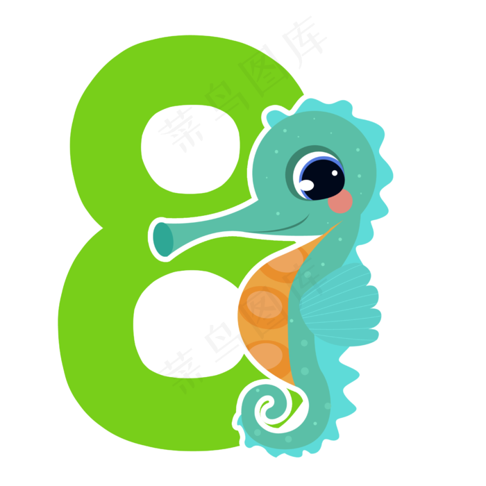 卡通动物装饰数字(2500X2500(DPI:300))psd模版下载