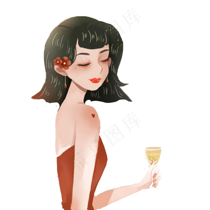 卡通美丽女人下载,免抠元素(2000X2000(DPI:300))psd模版下载