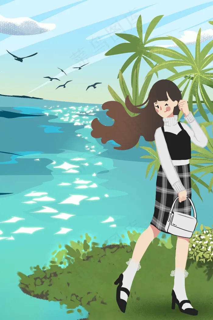 夏日唯美海边旅游(3545X5315(DPI:300))psd模版下载