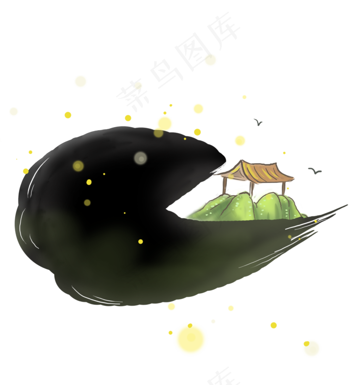 古风庭院墨迹文本框