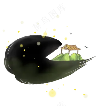 古风庭院墨迹文本框