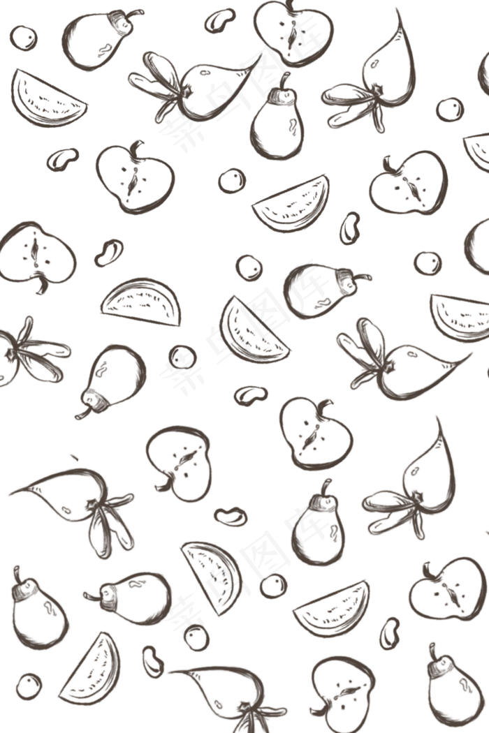 手绘苹果底纹装饰,免抠元素(2000*3000px 300 dpi )psd模版下载