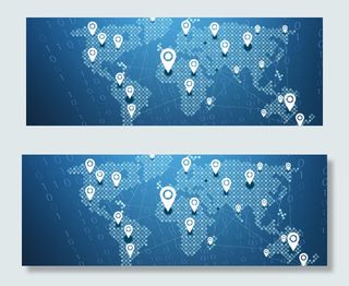 蓝色科技地球世界地图banner