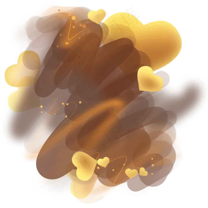 褐色炫彩黄色心(2000X2000(DPI:300))psd模版下载