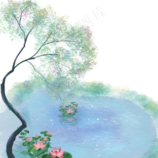 夏季主题池塘荷花