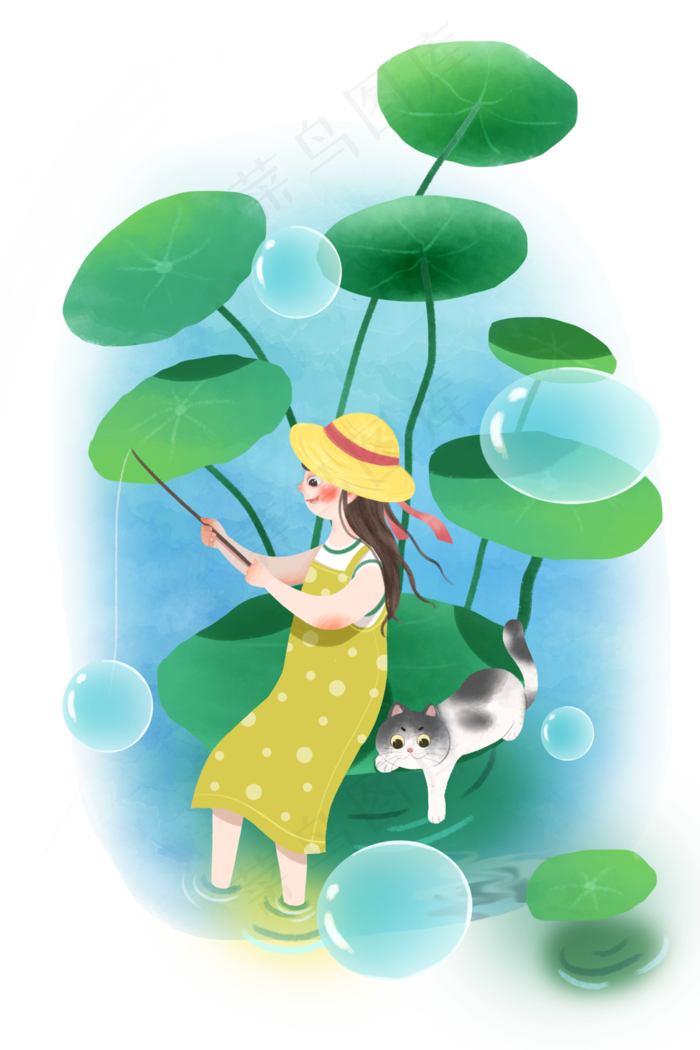 人物夏日手绘插画