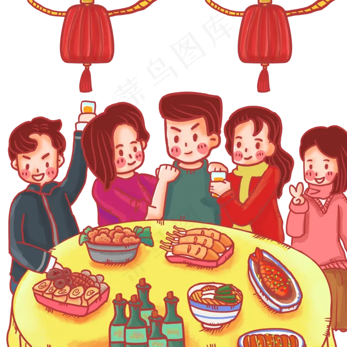 年夜饭年会尾牙吃饭,免抠元素(2000*2000px 300 dpi )psd模版下载