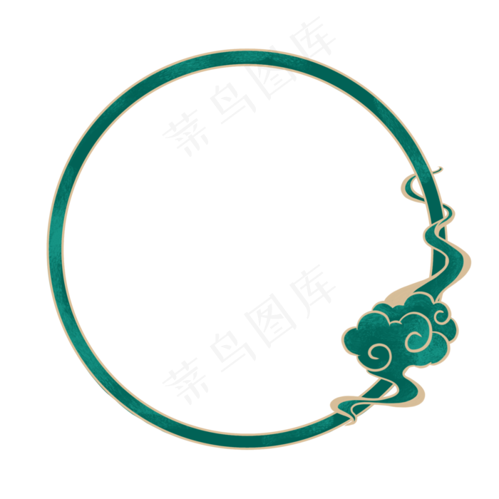 中式国潮金边祥云绿色边框