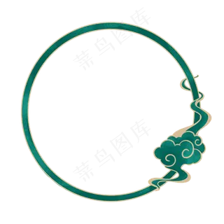 中式国潮金边祥云绿色边框