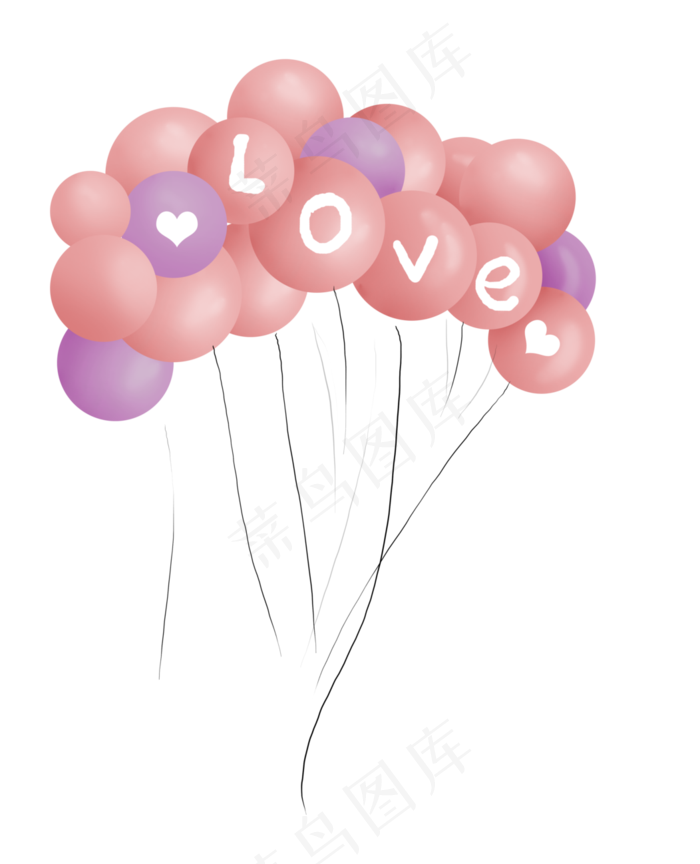 七夕情人节手绘气球,免抠元素