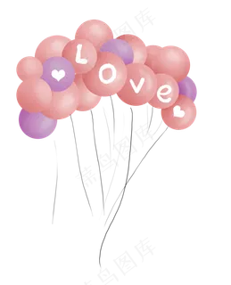 七夕情人节手绘气球,免抠元素