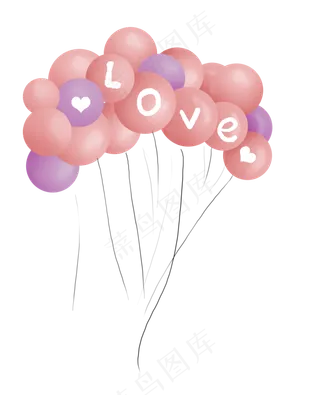 七夕情人节手绘气球,免抠元素
