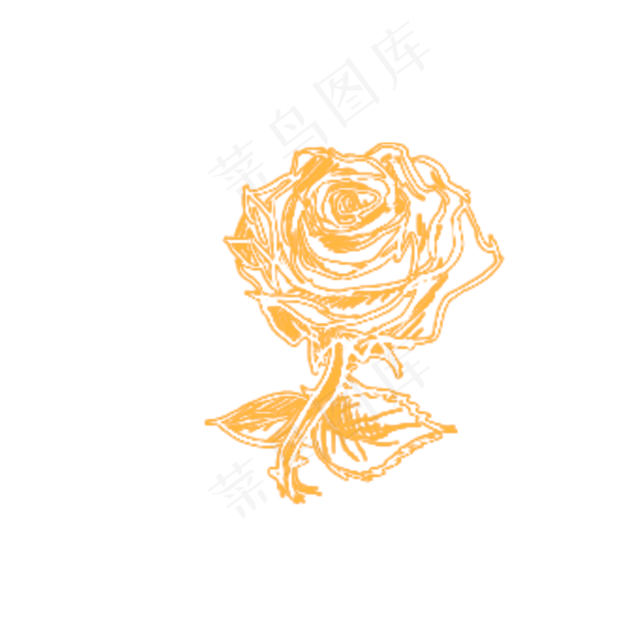 黄色手绘玫瑰花元素