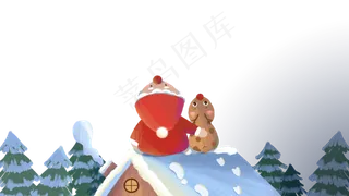 圣诞节圣诞老人和驯鹿看星空,免抠元素