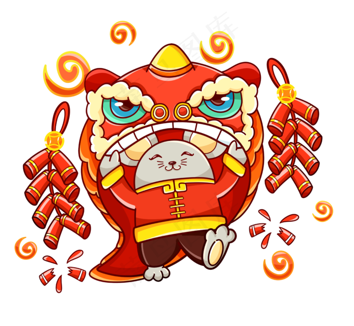 鼠年舞狮的老鼠,免抠元素