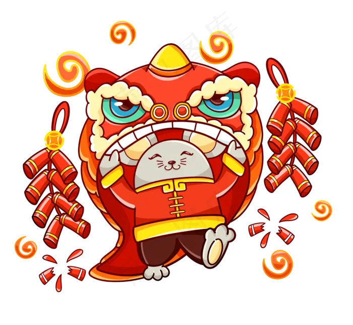 鼠年舞狮的老鼠,免抠元素(2500X2300(DPI:300))psd模版下载