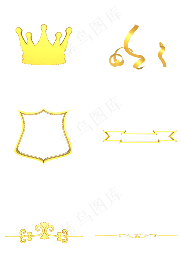 C4D立体金属金色装饰素材合集,免抠元素(2000*3020px 300 dpi )psd模版下载