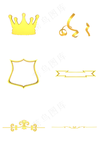 C4D立体金属金色装饰素材合集,免抠元素