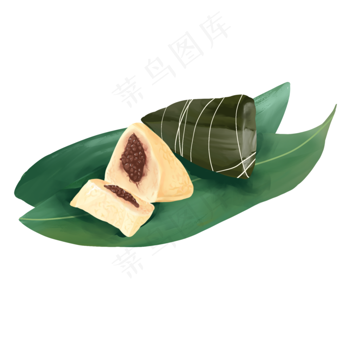 切开的粽子仿真手绘