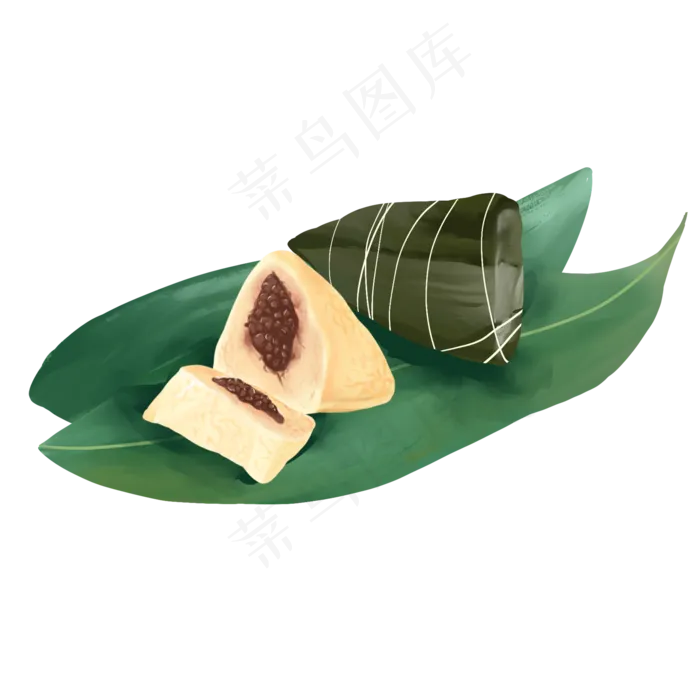 切开的粽子仿真手绘