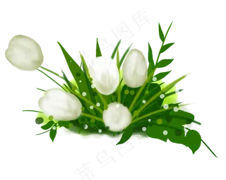 春天绿色叶子和花