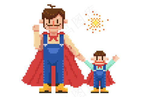 马赛克风父亲节卡通