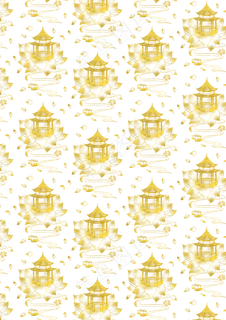 国风金色祥云荷花底纹