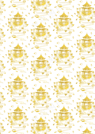 国风金色祥云荷花底纹