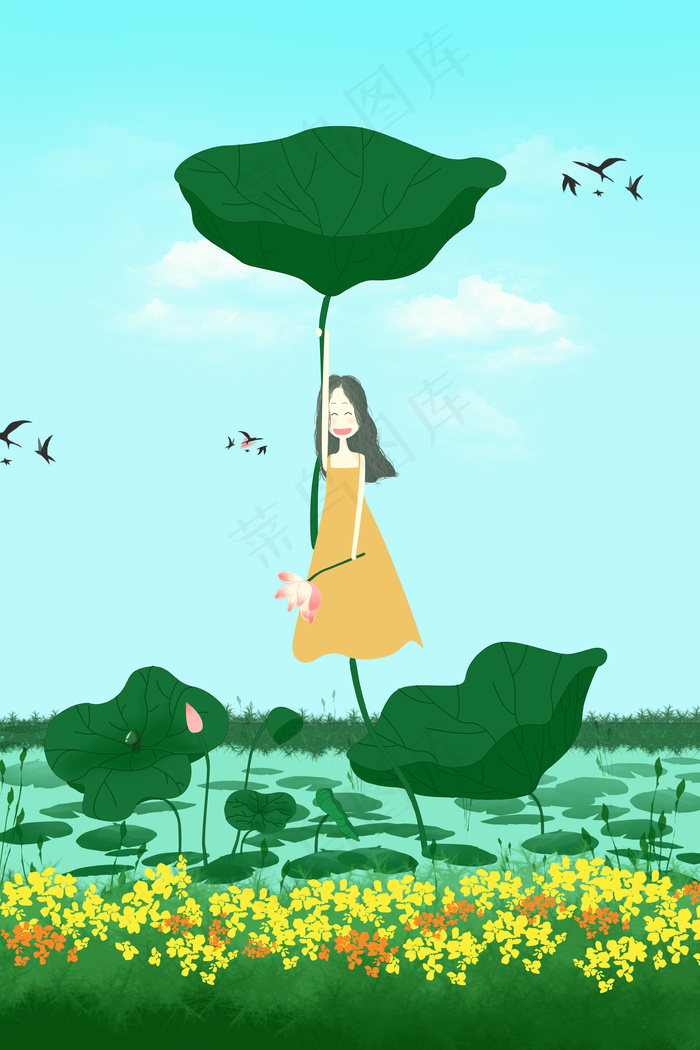 绿色系立夏荷花满塘开