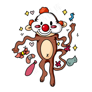 愚人节搞怪小丑猴子,免抠元素
