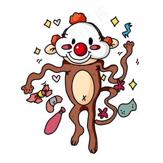 愚人节搞怪小丑猴子,免抠元素