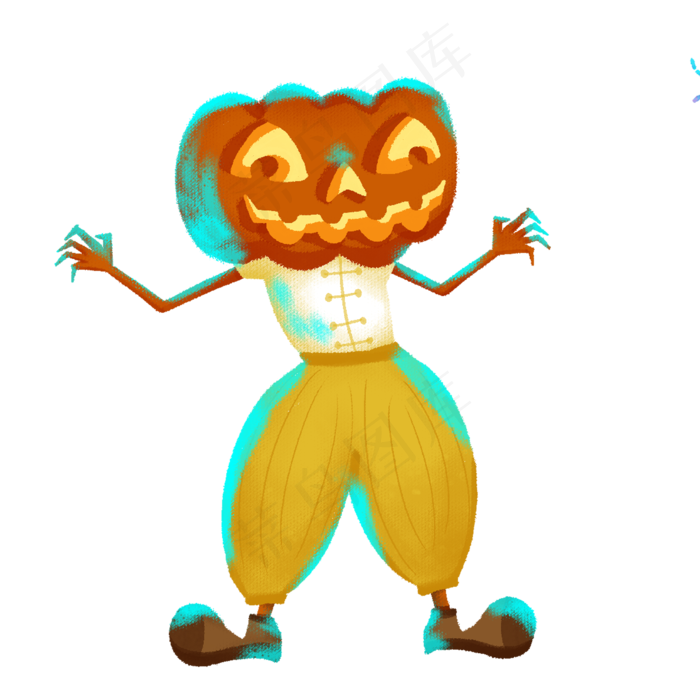 橙色万圣节南瓜插画,免抠元素