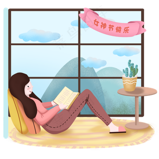 女生节女神节妇女节手绘卡通女孩,免抠元素