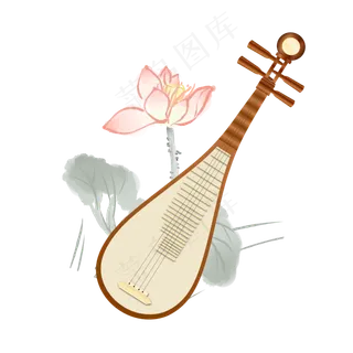 古风琵琶和荷花