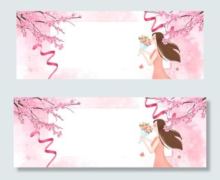 桃花节文艺女生几何丝带浪漫粉banner
