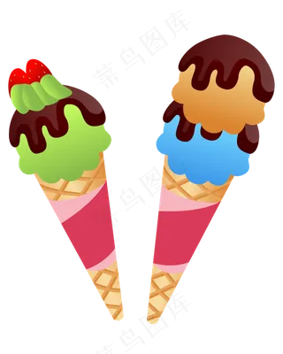 夏季食物手绘水果甜筒