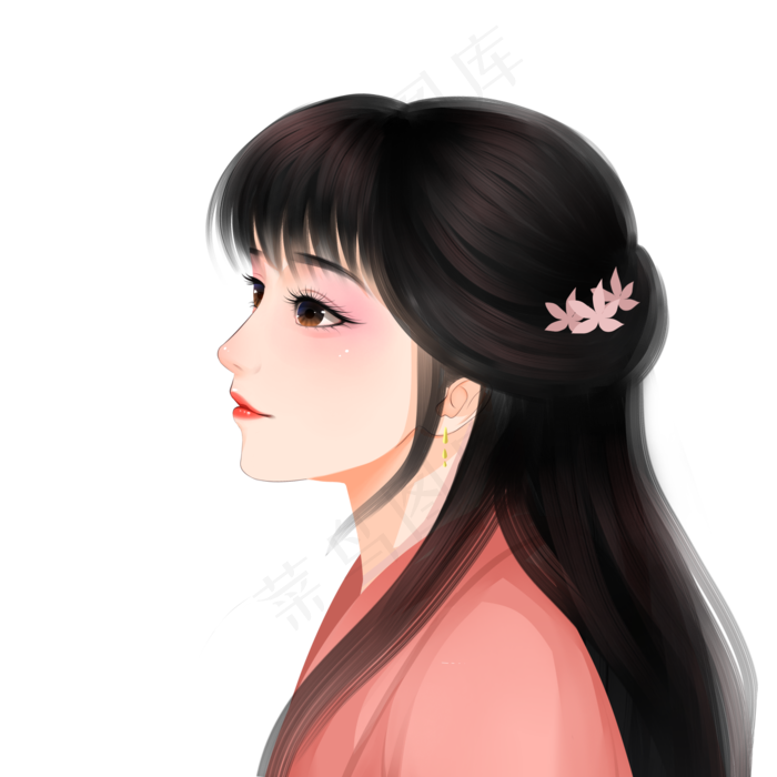 女孩古风侧脸(2083X2083(DPI:300))psd模版下载