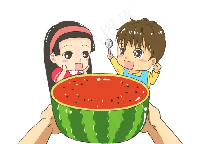吃西瓜人物(3508X2480(DPI:300))psd模版下载