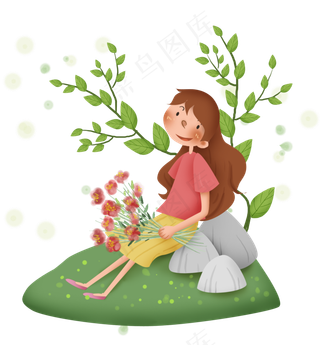 春天公园春游的少女