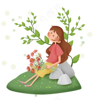 春天公园春游的少女