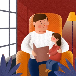 父亲节父亲和女儿亲子阅读