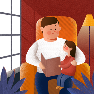 父亲节父亲和女儿亲子阅读