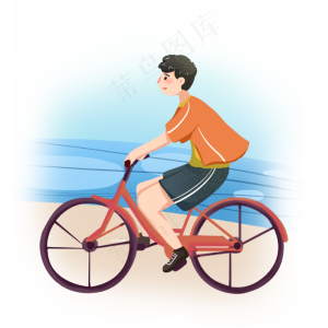 夏至男孩海边骑车PNG