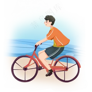 夏至男孩海边骑车PNG