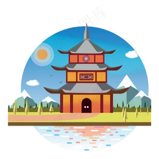 装饰建筑节气山水风景中国风塔P 装饰建筑节气山水风景中国风塔P