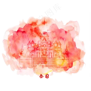 旅游地标建筑泰国水彩,免抠元素
